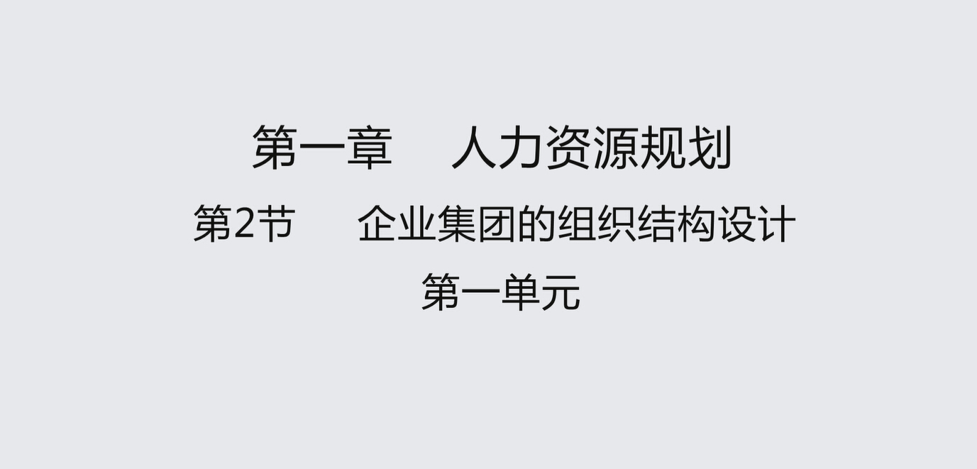 第二节第一单元  企业集团的组织结构设计